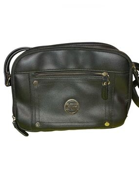 Kim Rogers Black Faux Leather Multi-Pocket Crossbody Bag
